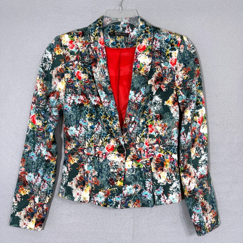Suiteblanco‎ Peplum Women's Blazer Size S Floral Tailored Career Feminine